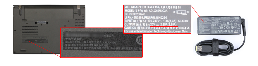 check the power specs of your Lenovo 20V 2.25A 45W charger